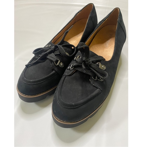 Vionic Teagan Lace Up Lug Sole Loafer Nubuck Leather Comfort Black 9.5 - Picture 4 of 14